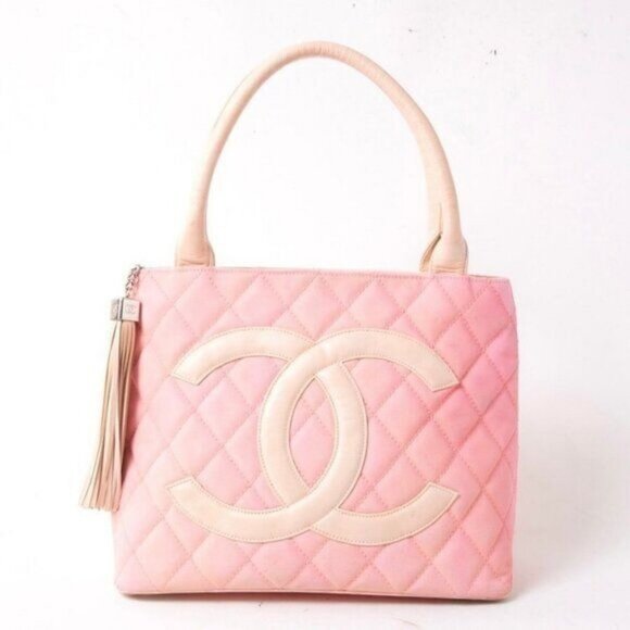 CHANEL Handbags - Authentic CHANEL CC Caviar Leather Canvas Medallion Tote Shoulder Bag Two-Tone